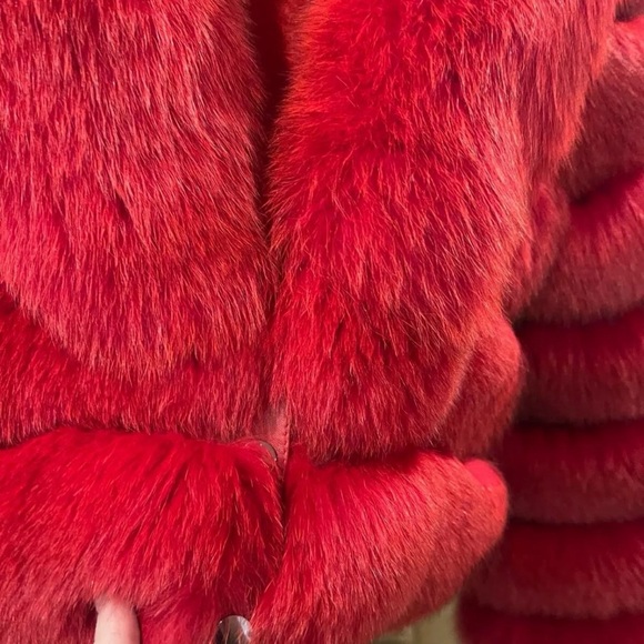 Women Fur Coat Thick Warm  Fur Jacket Red - Picture 3 of 5